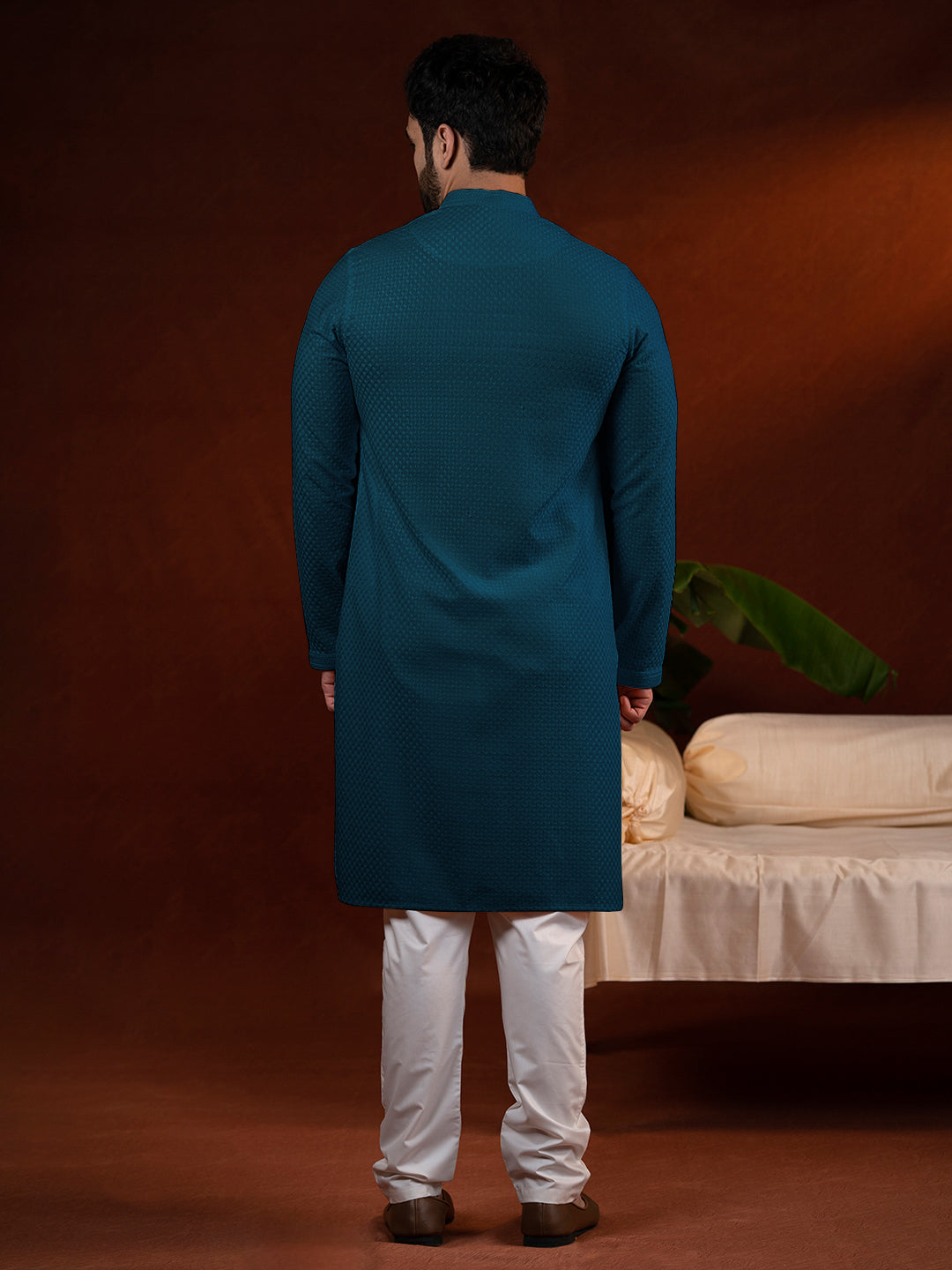 Teal Chikankari Kurta Set