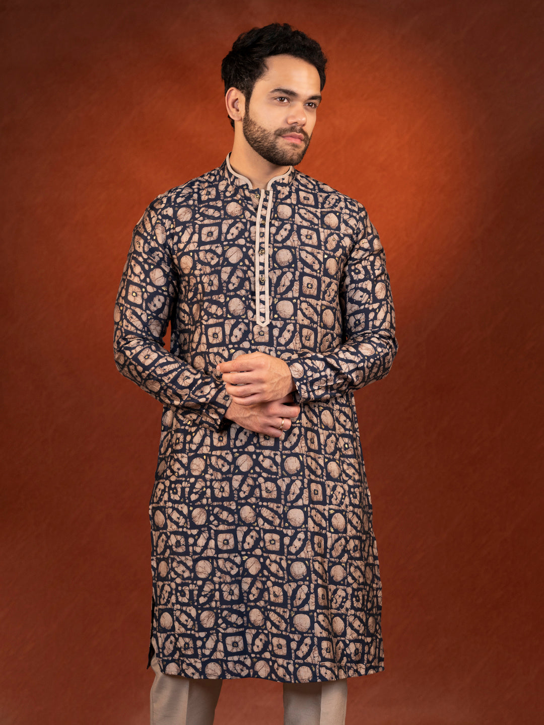 Midnight Blue Batik Print Kurta