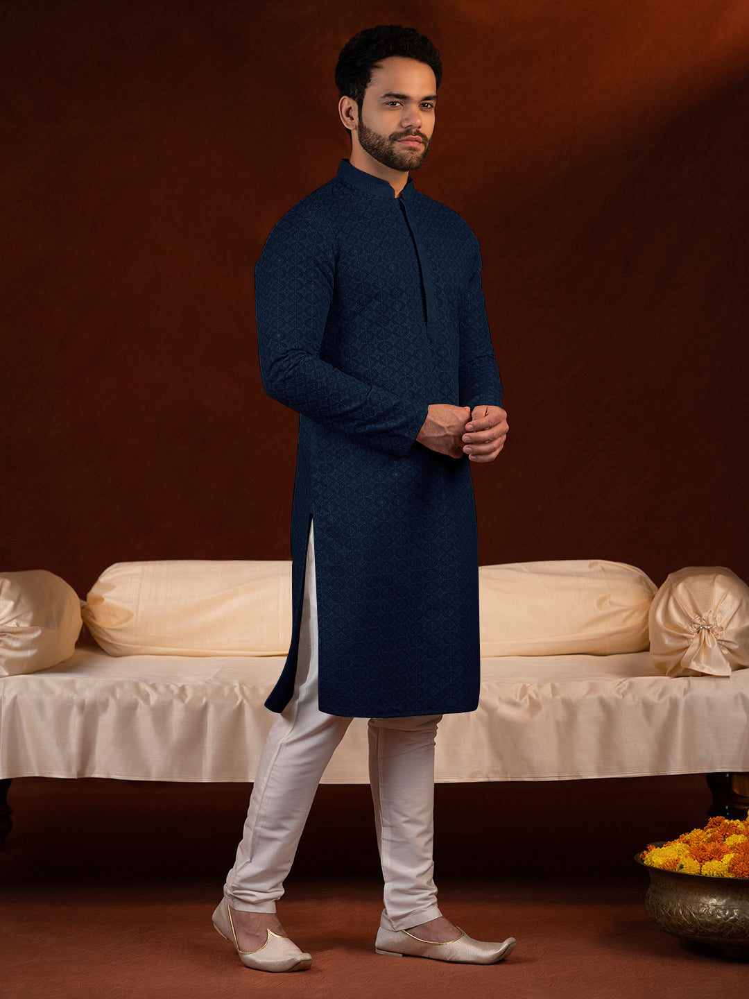 Navy Blue Chikankari Kurta Set