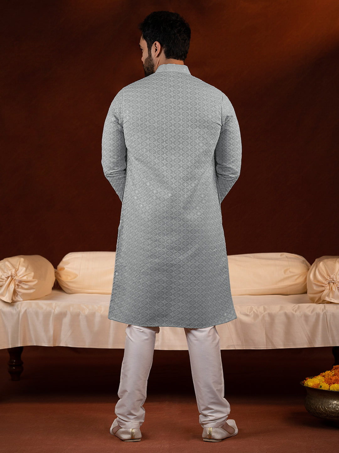 Grey Chikankari Kurta Set