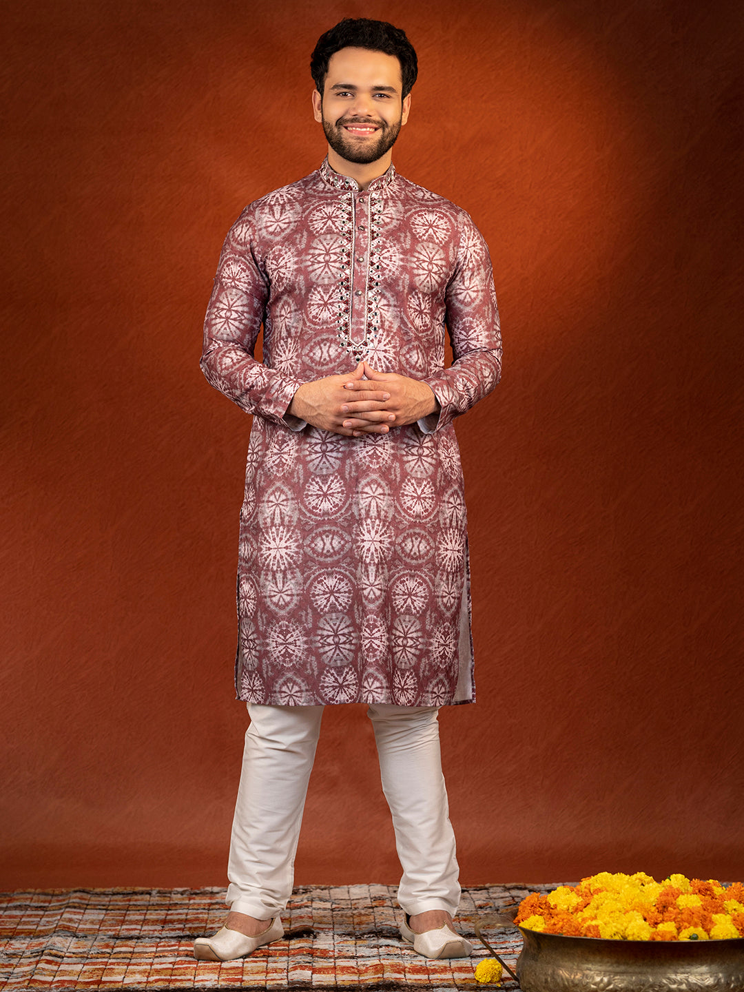 Maroon Tie Dye Kurta Set