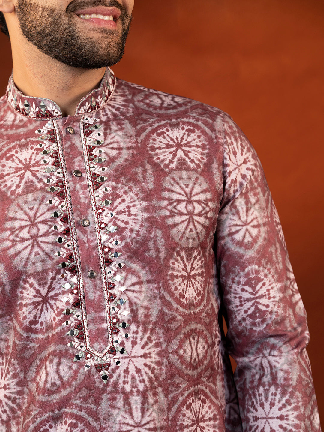 Maroon Tie Dye Kurta Set