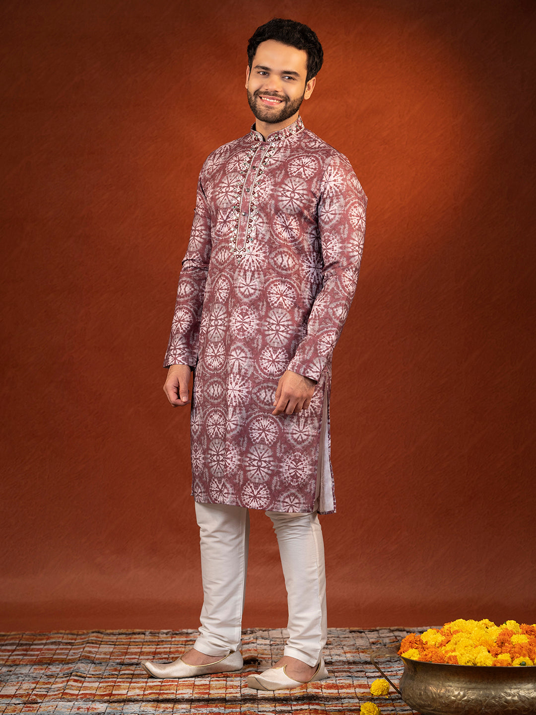 Maroon Tie Dye Kurta Set