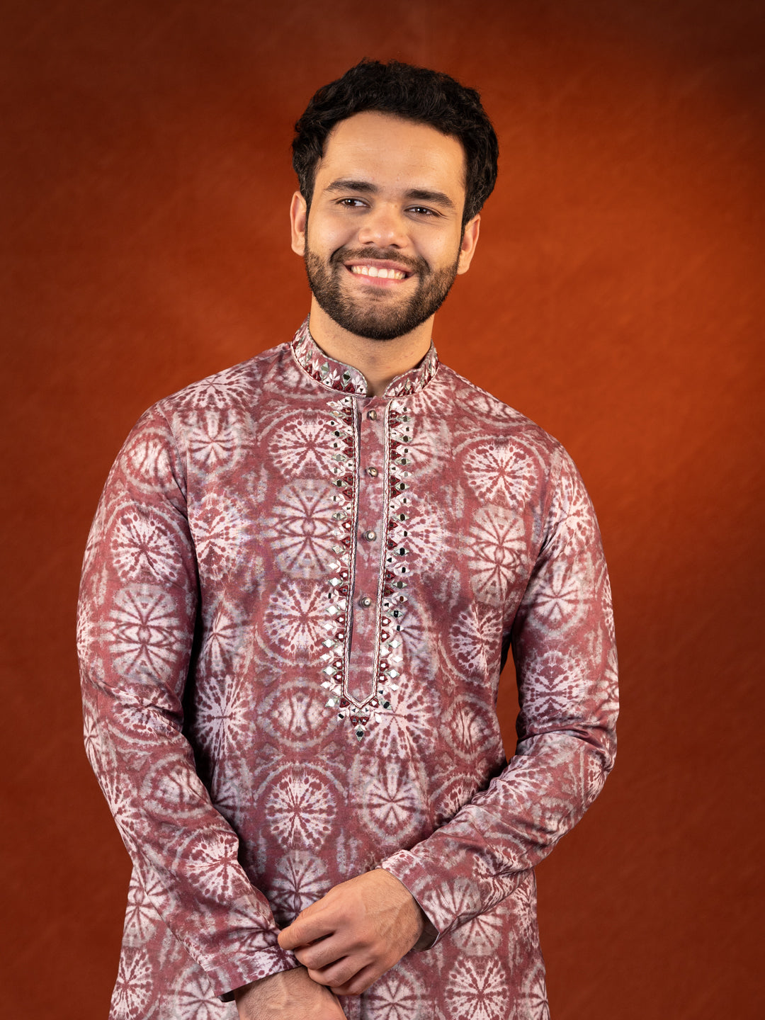 Maroon Tie Dye Kurta Set