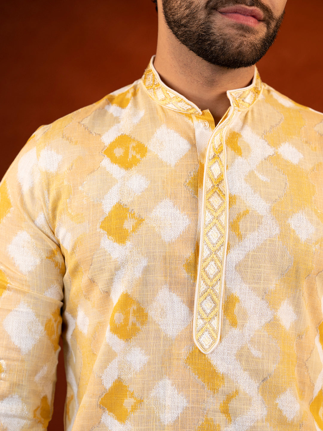 Yellow ZigZag Ceremonial Kurta Set