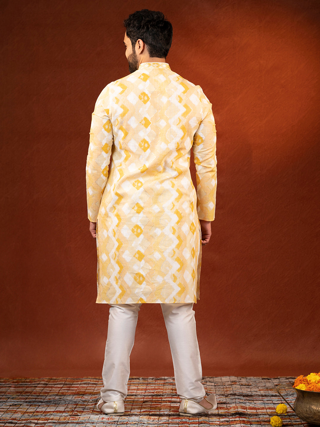 Yellow ZigZag Ceremonial Kurta Set