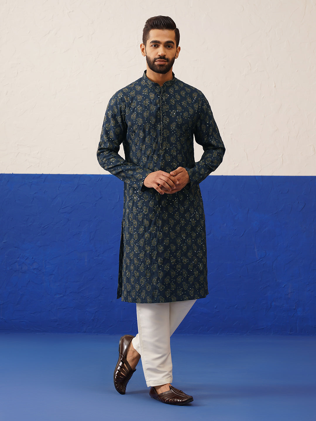 Blue Embroidered Kurta Set