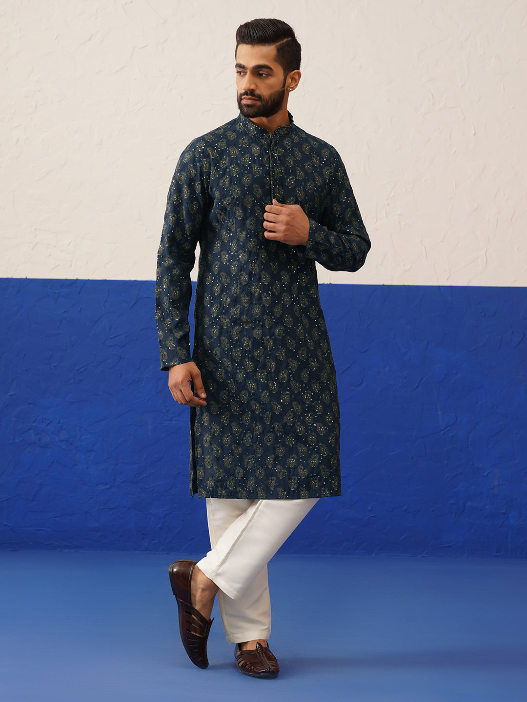 Blue Embroidered Kurta Set