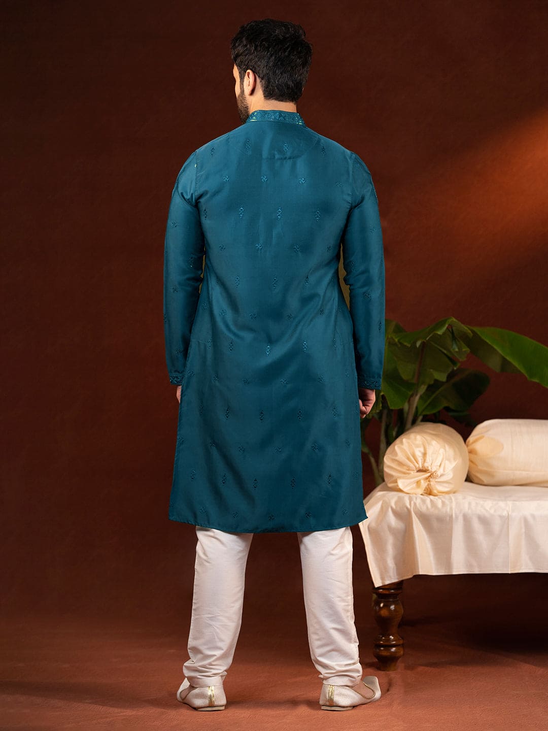 Teal Embroidery Kurta Set