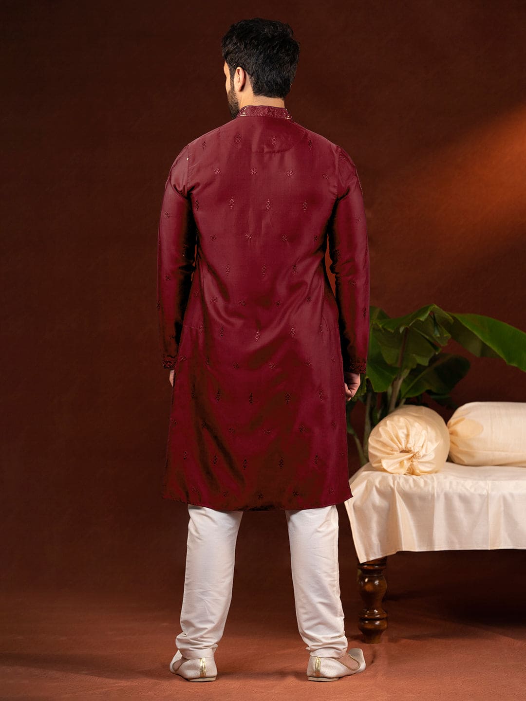 Maroon Embroidery Kurta Set