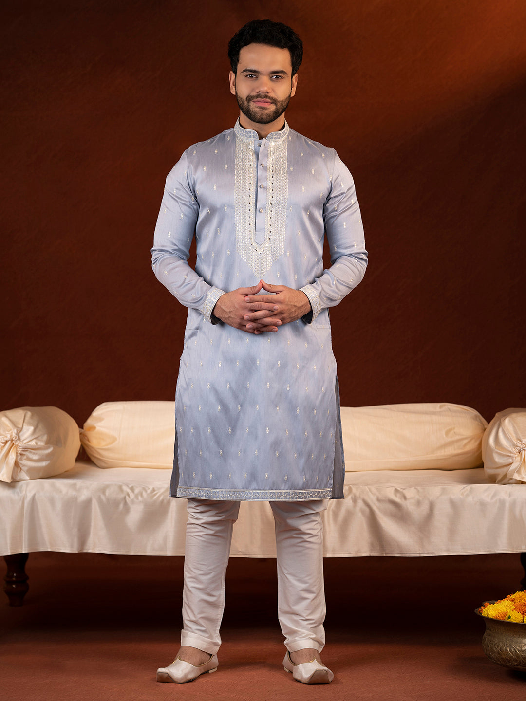 Powder Blue Embroidery Kurta Set