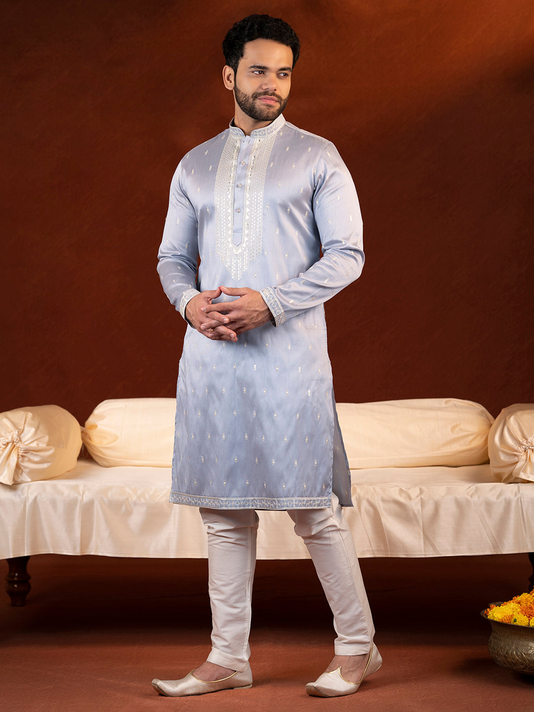 Powder Blue Embroidery Kurta Set