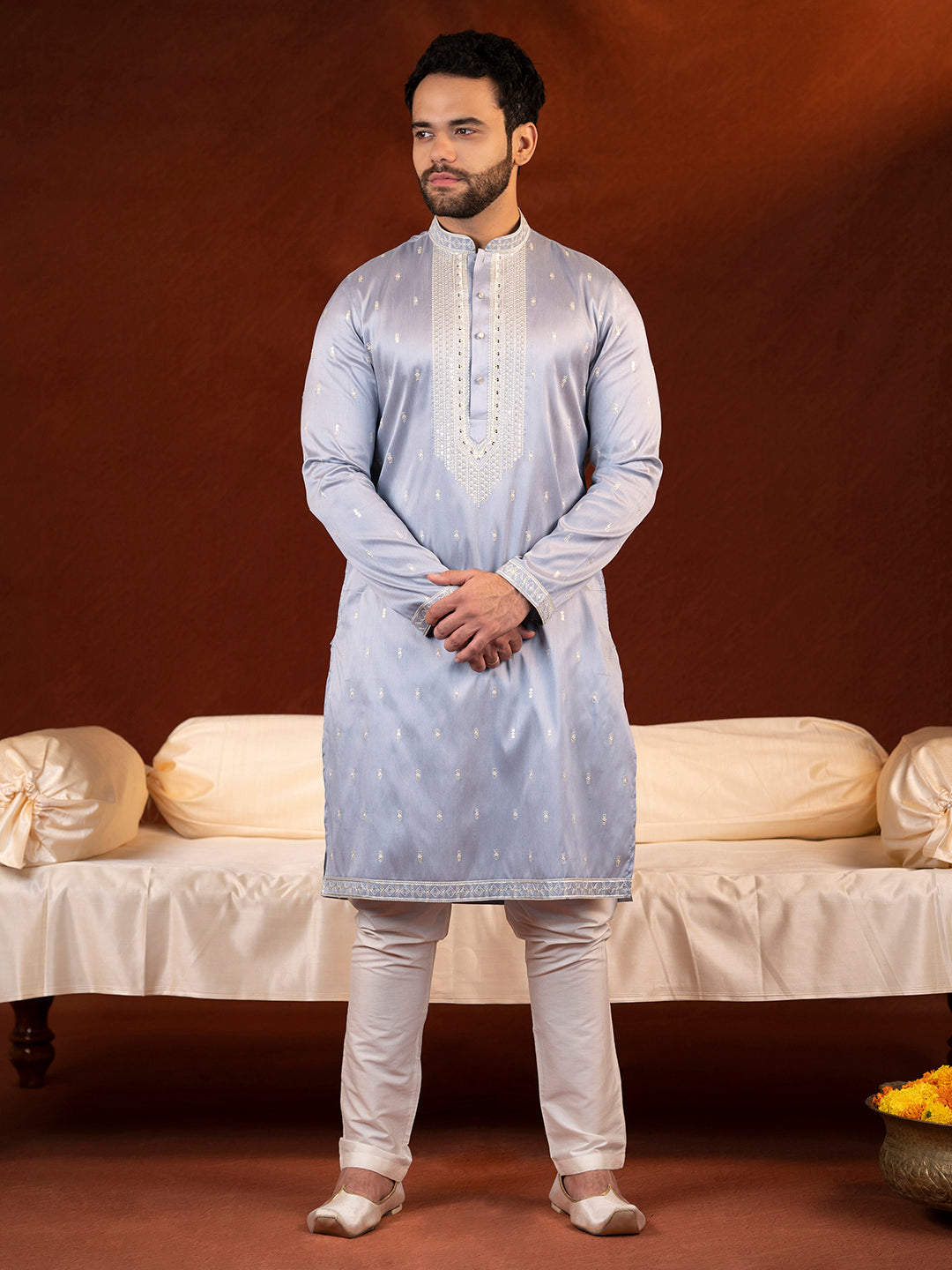 Powder Blue Embroidery Kurta Set