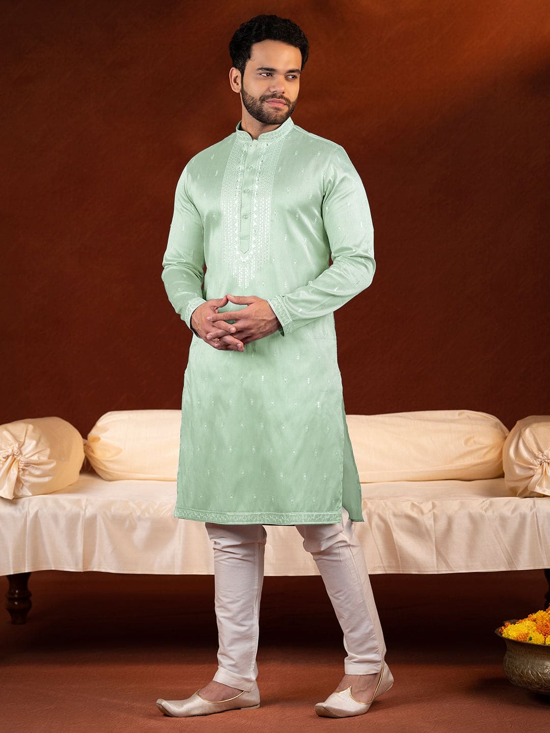 Green Embroidery Kurta Set