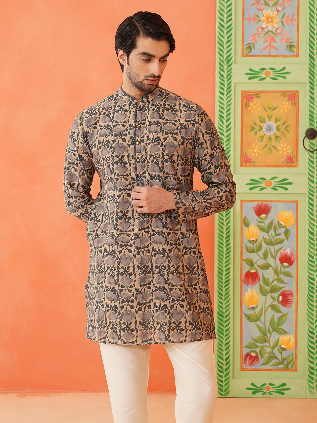 Forest Green Batik Print Kurta