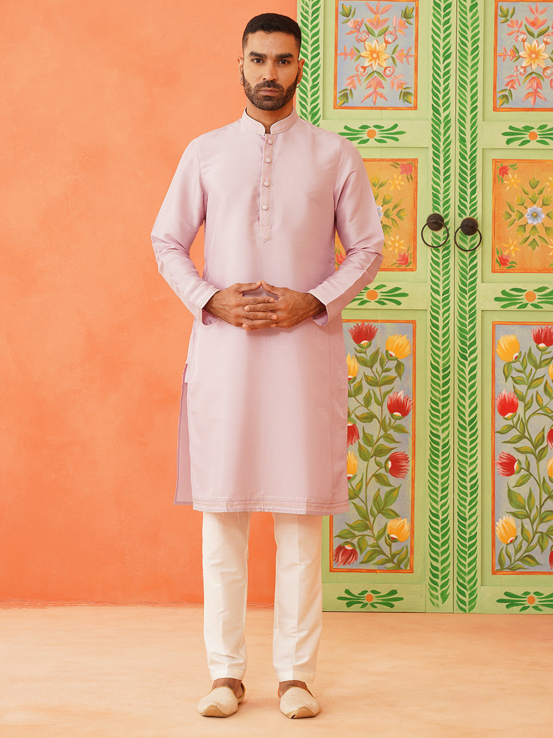 Multi Colour Resham Work Bundi Kurta Set