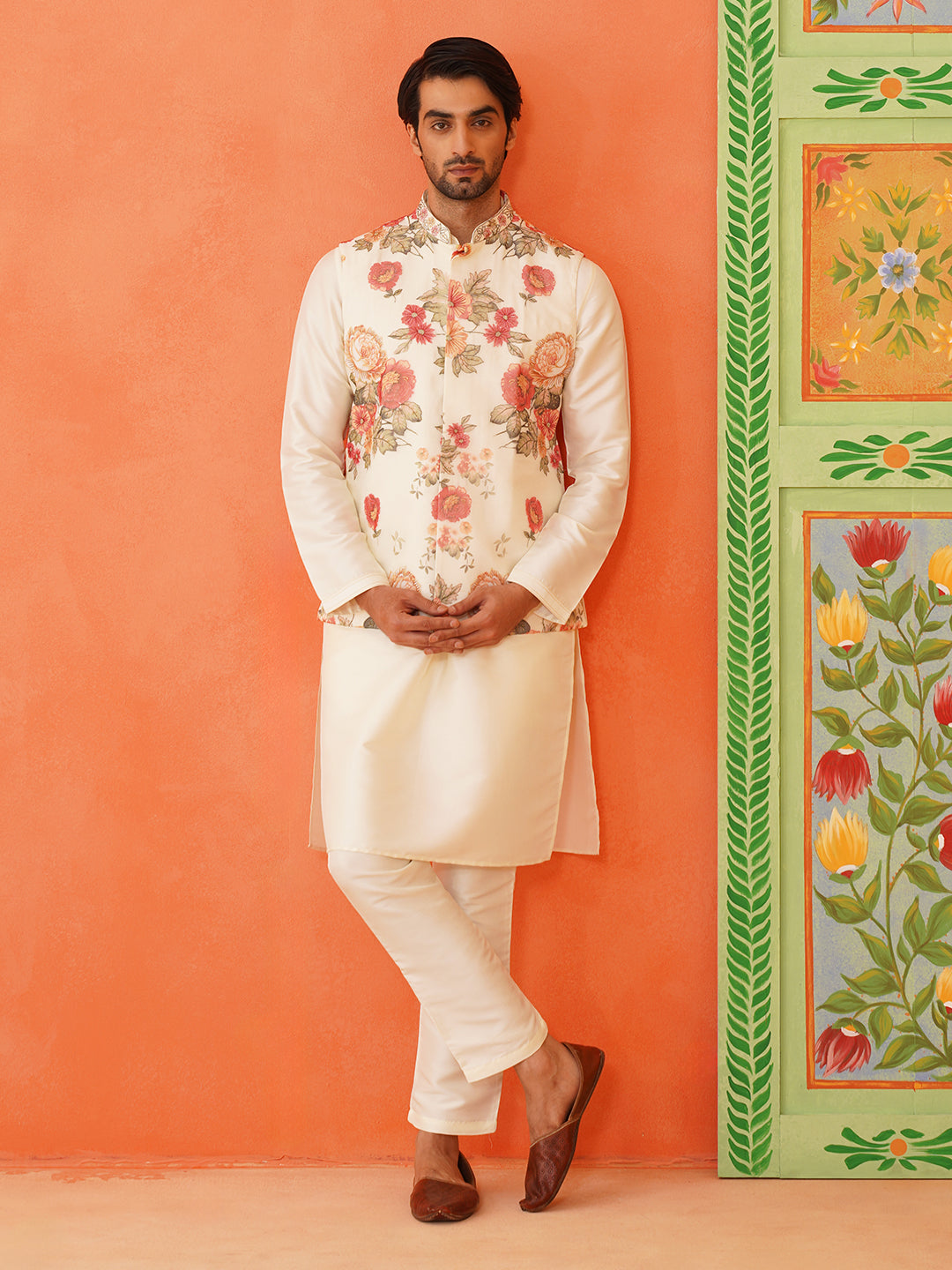 Floral Printed Jacket Kurta Set