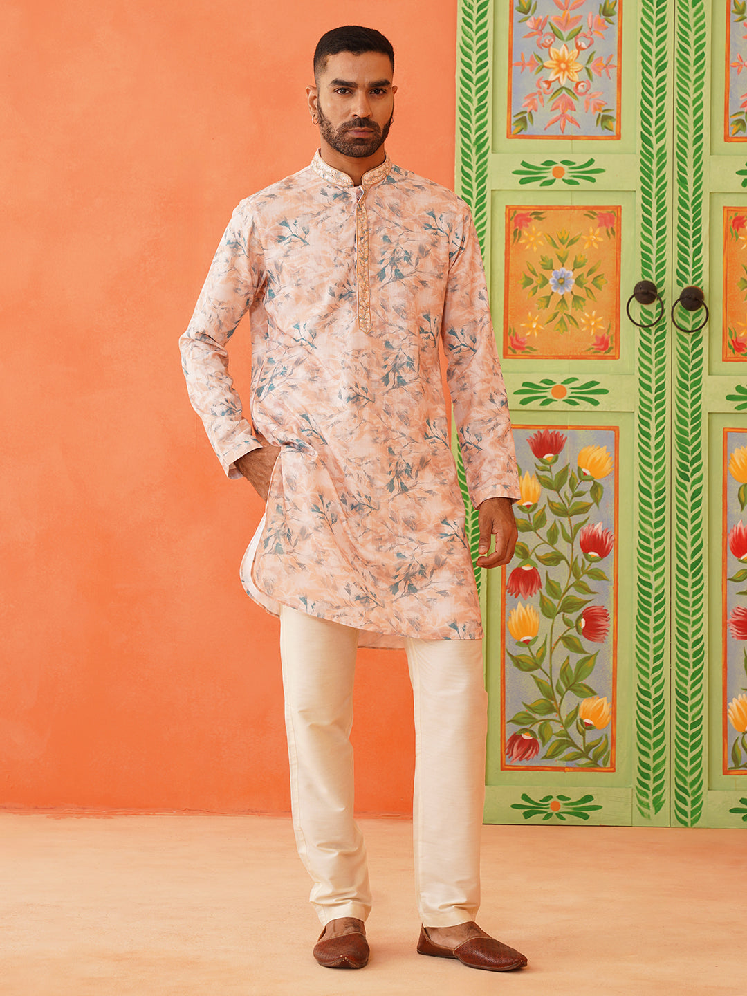 Peach Printed Kurta set