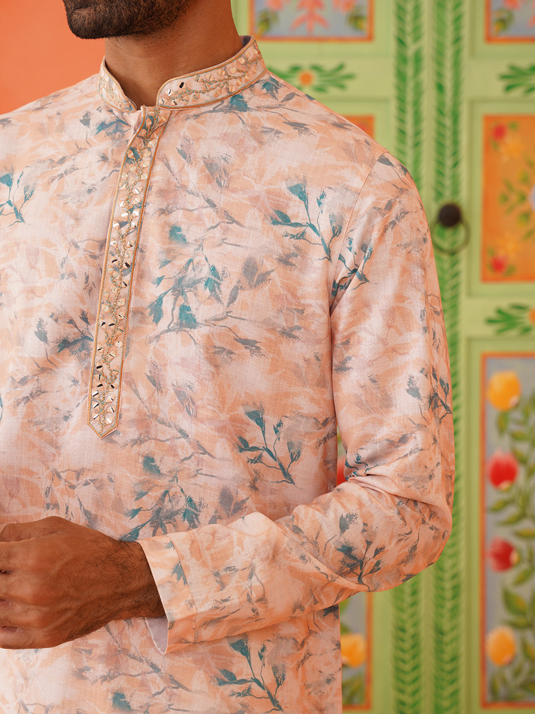 Peach Printed Kurta set