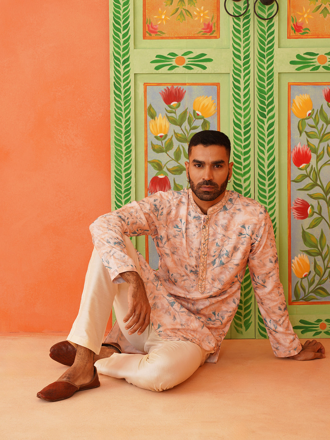 Peach Printed Kurta set