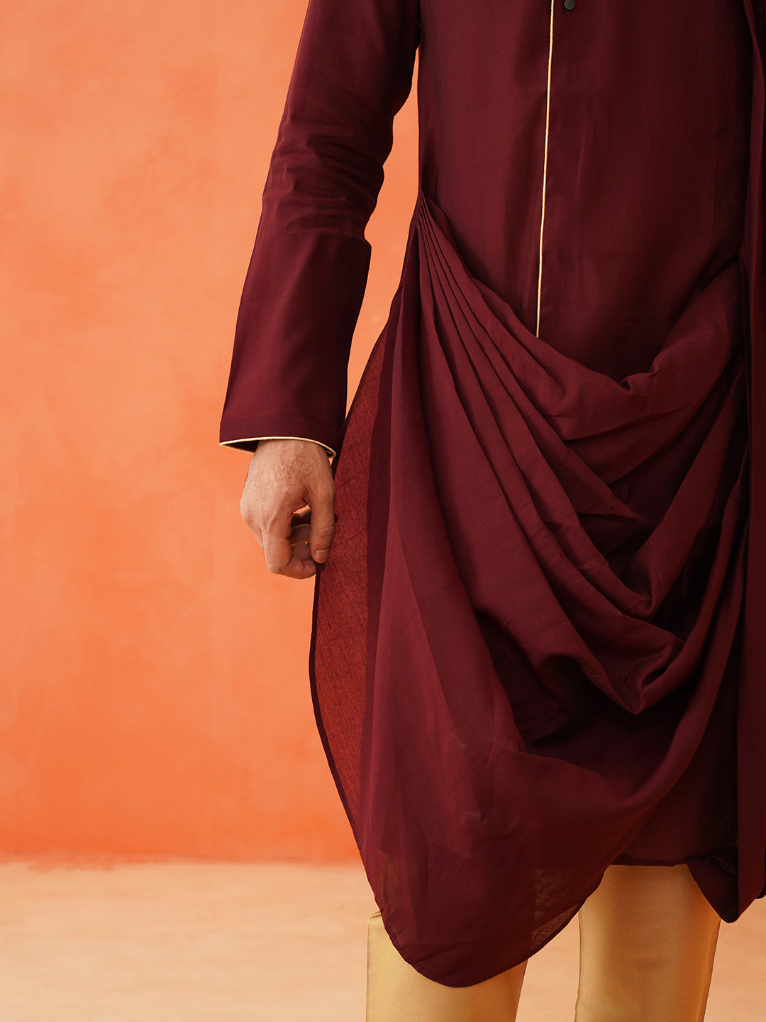 Maroon Drape Kurta Set