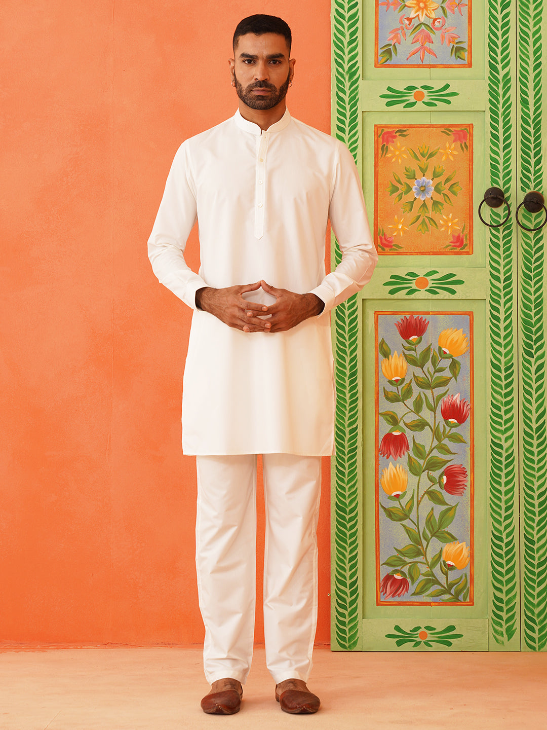 Blue Cotton Linen Jacket Kurta Set