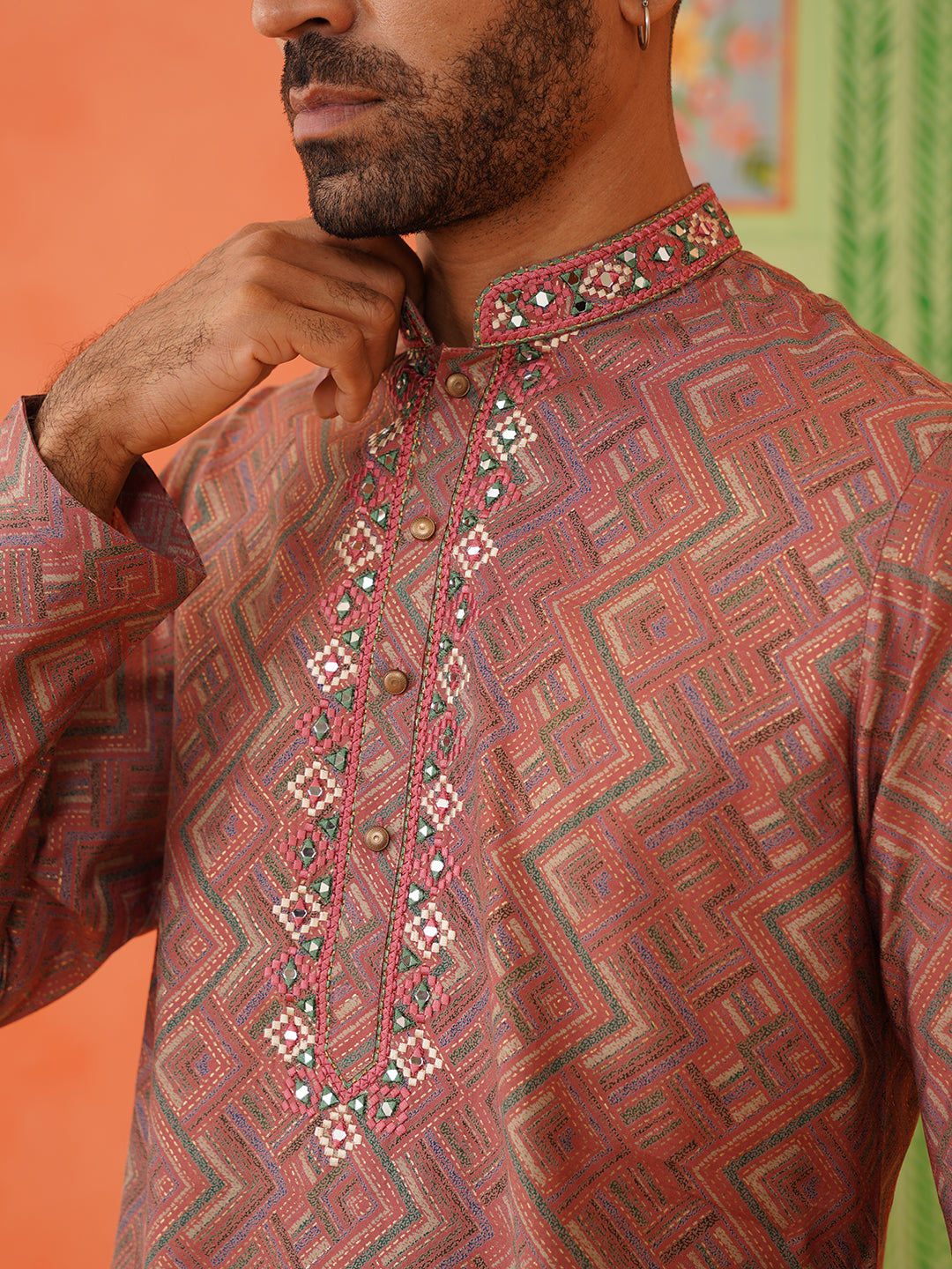 Satin Printed Kurta Set