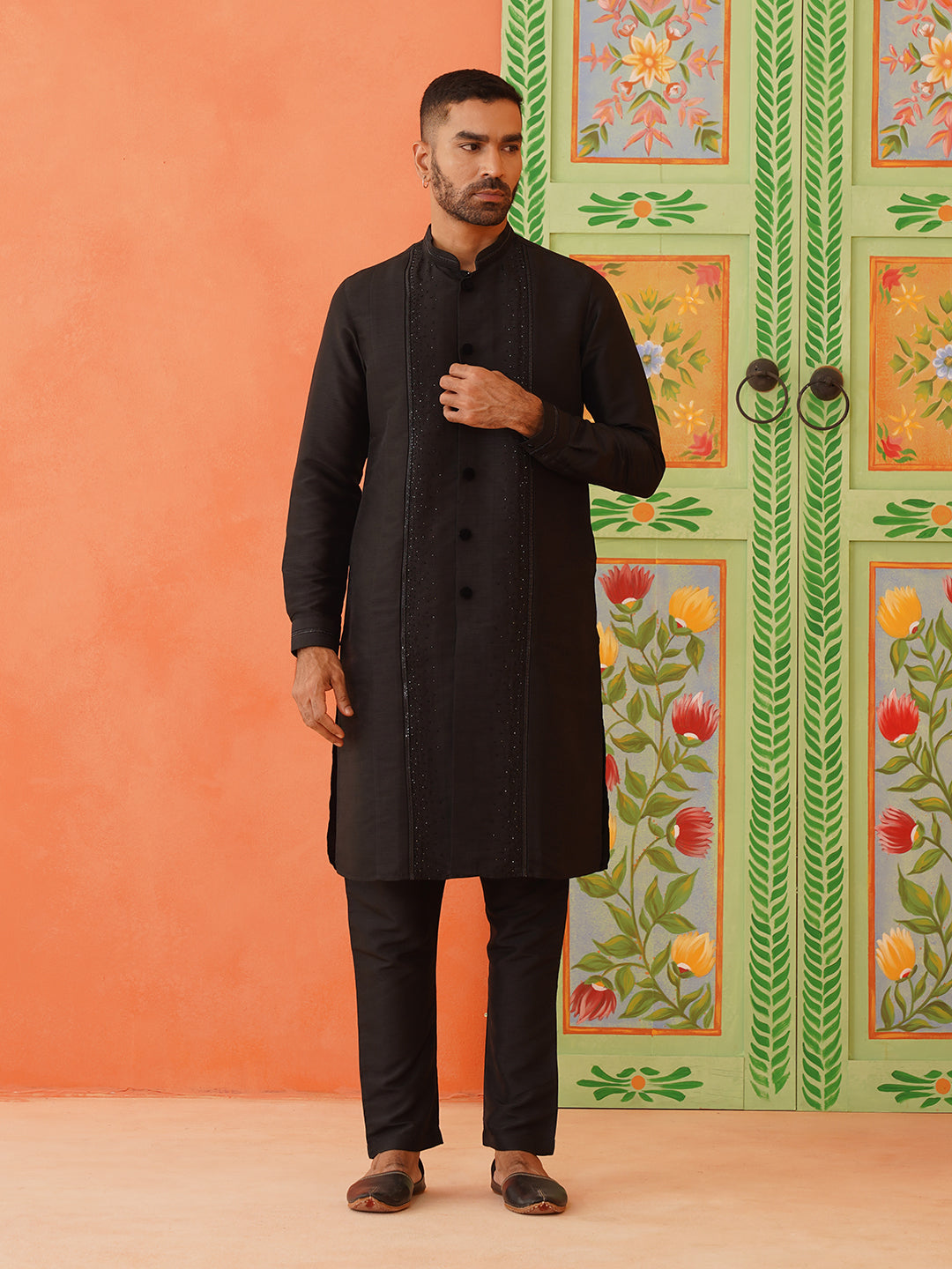 Black Silk Bling Kurta Set