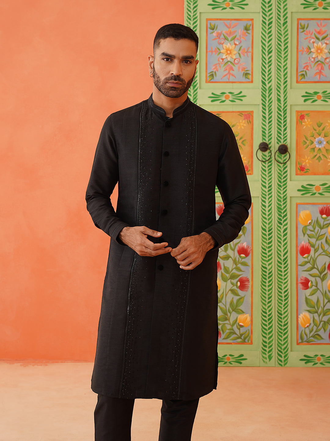 Black Silk Bling Kurta Set