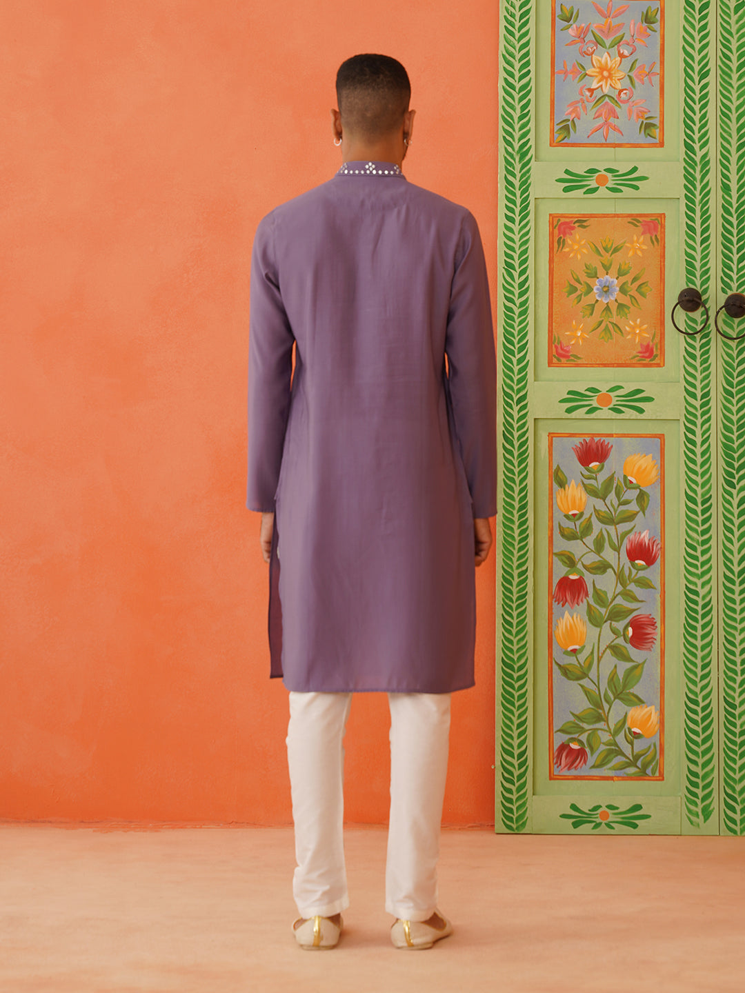 Lavender Mirror Embroidery Kurta Set