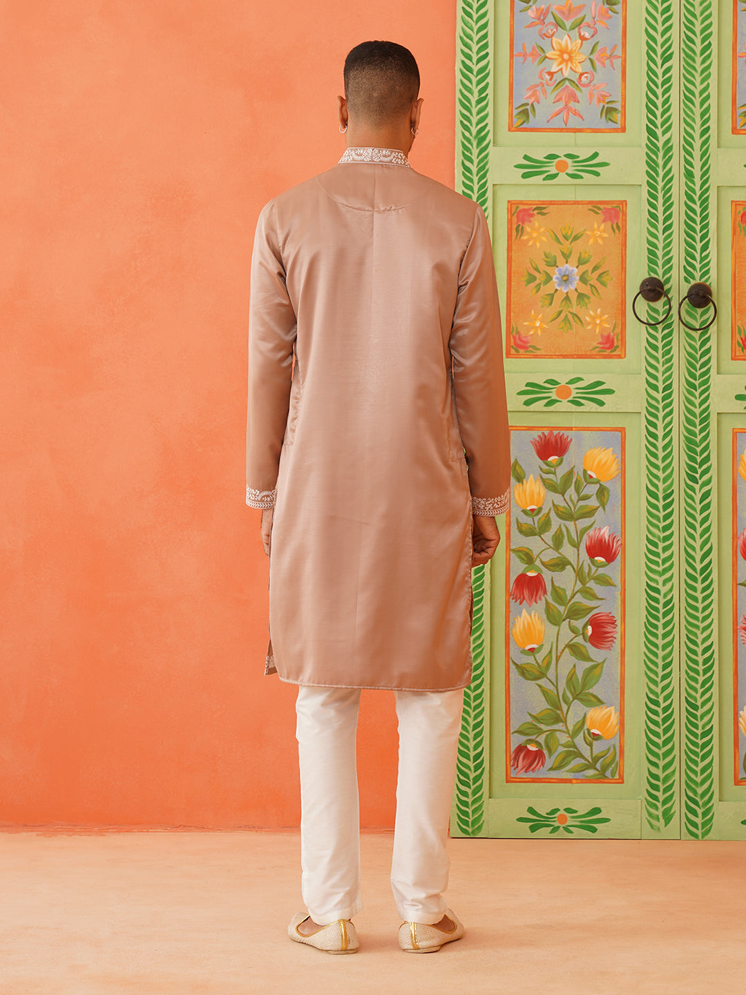 Peach Embroidered Kurta set