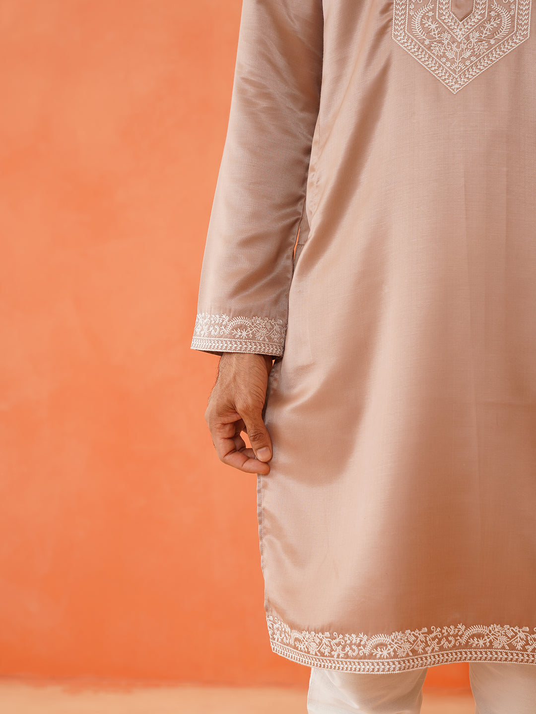 Peach Embroidered Kurta set