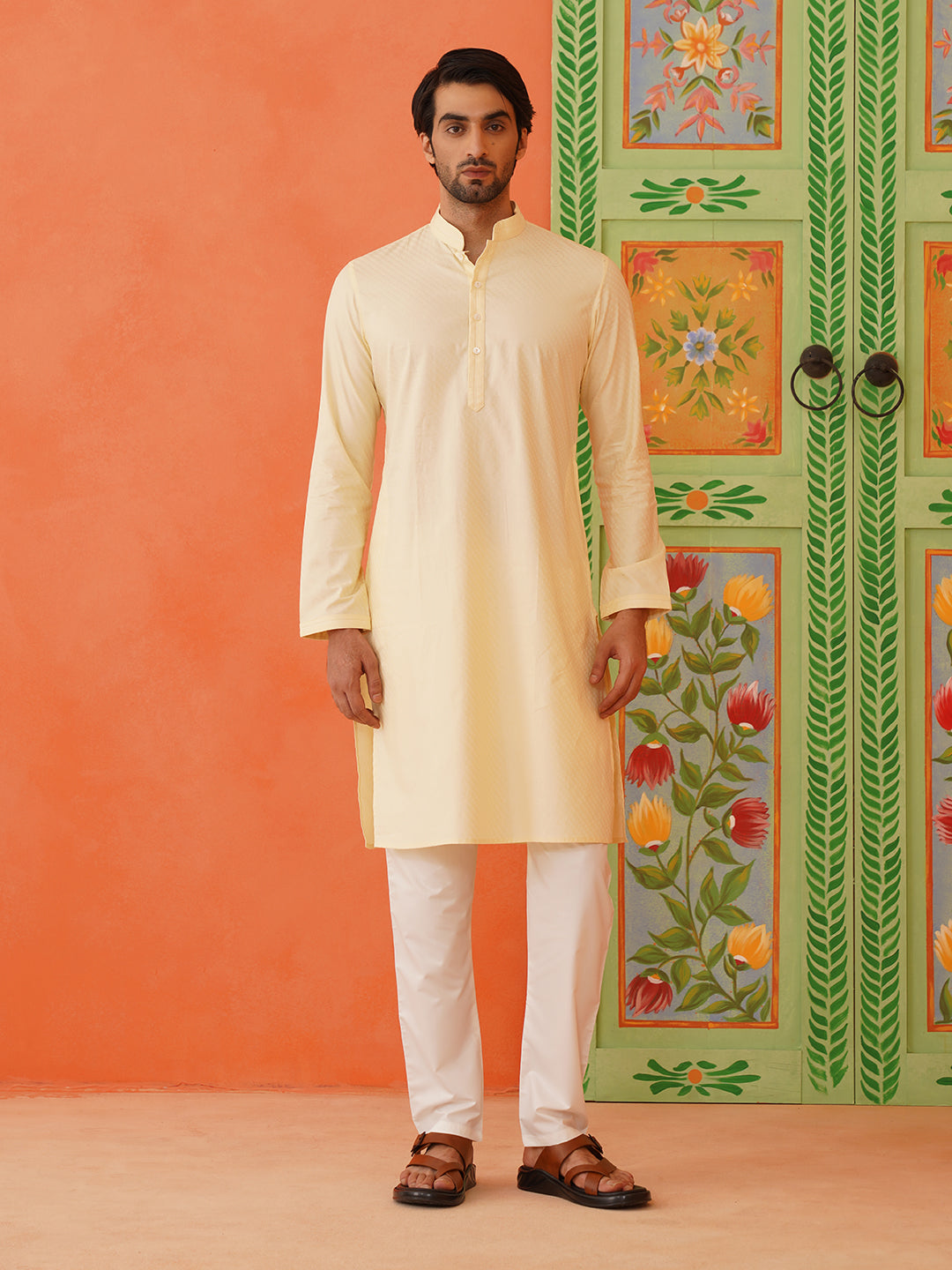 Lemon Cotton Kurta Set