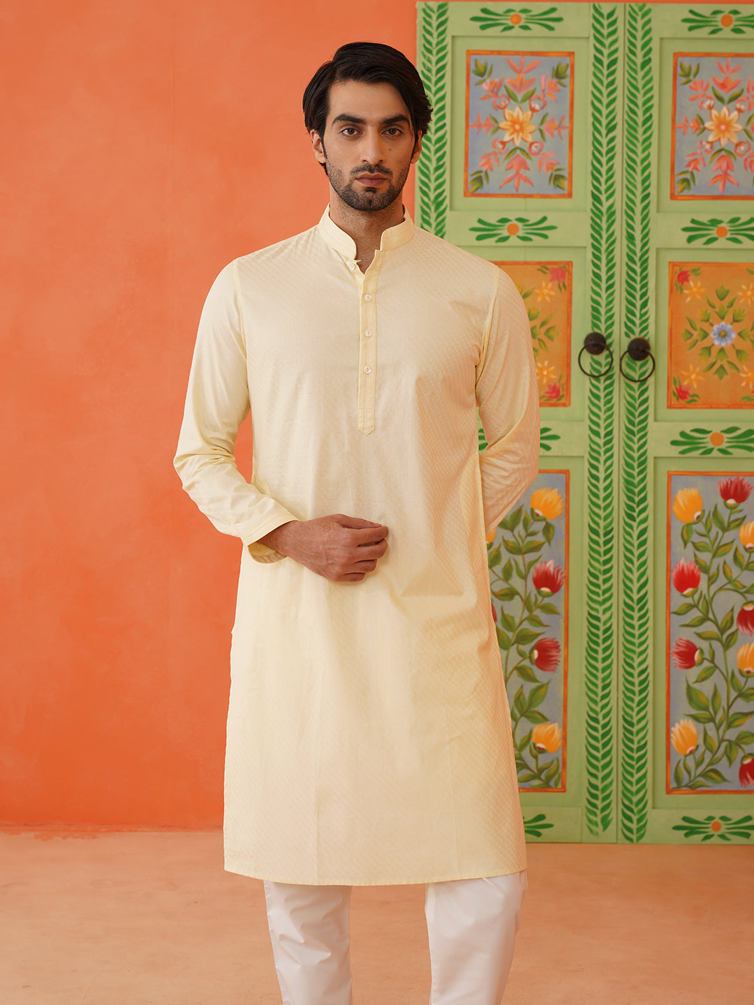 Lemon Cotton Kurta Set