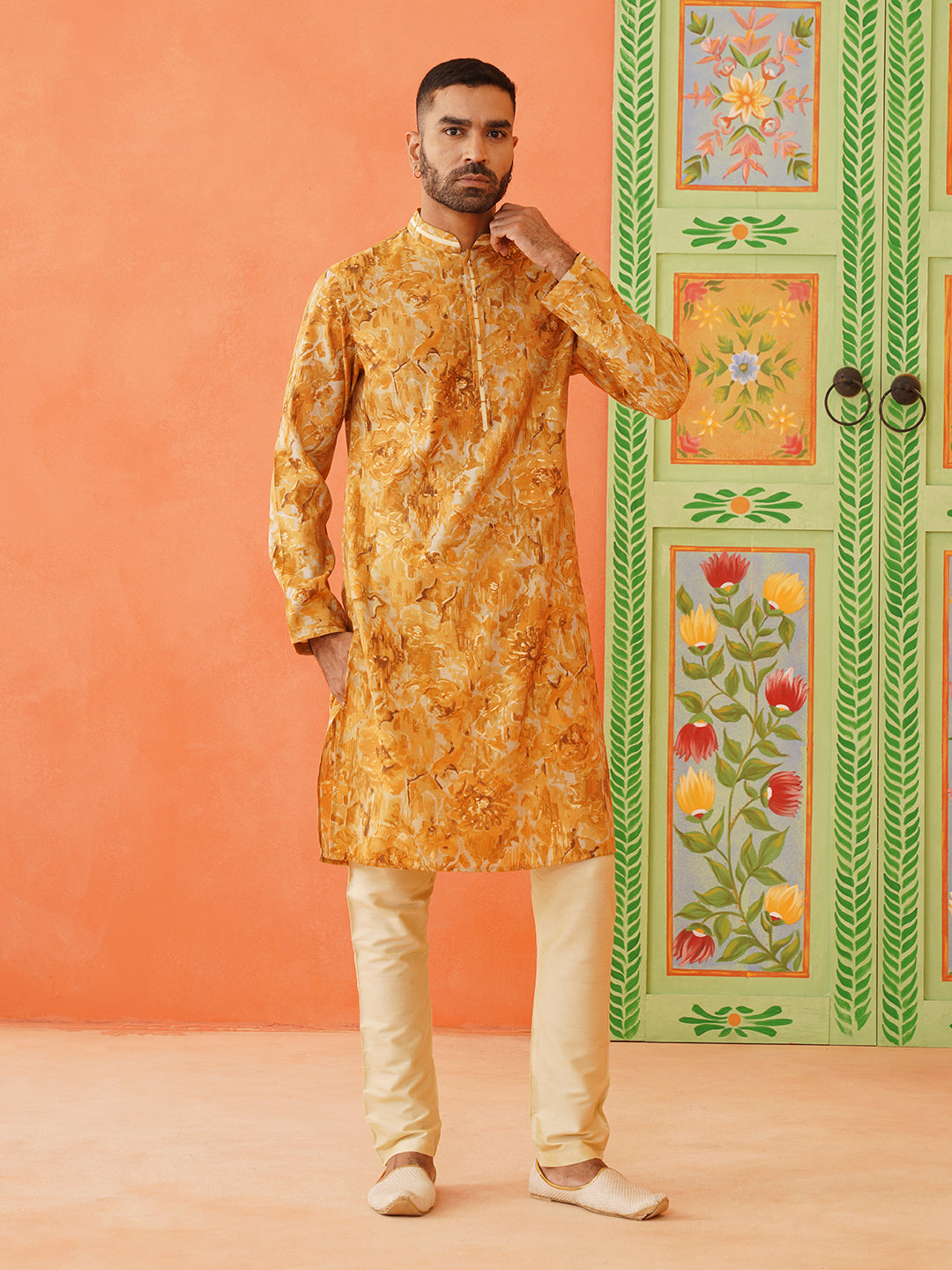 Yellow Gold Printed Kurta Set