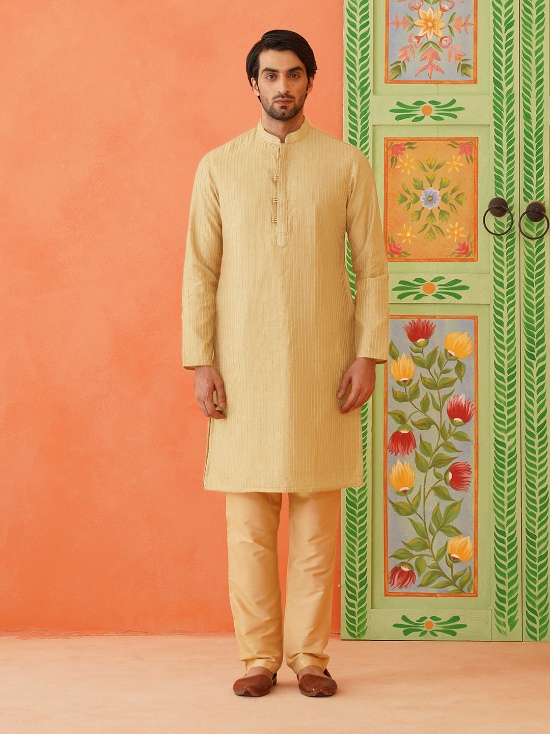 Fawn Embroidered Kurta Set