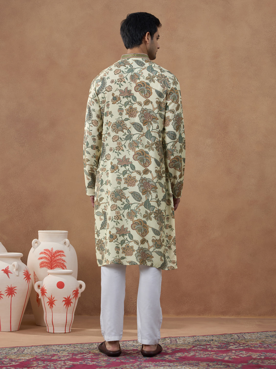 Beige Kalamkari Printed Kurta Set