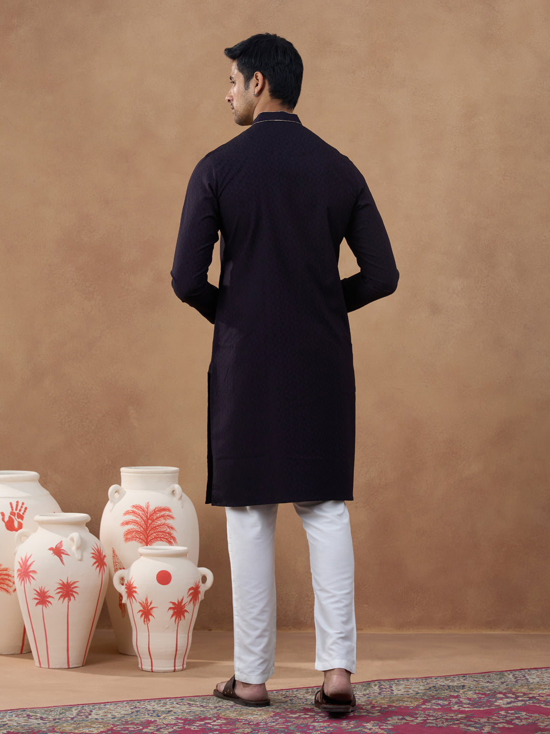 Dark Chocolate Brown Embroidery Kurta Set