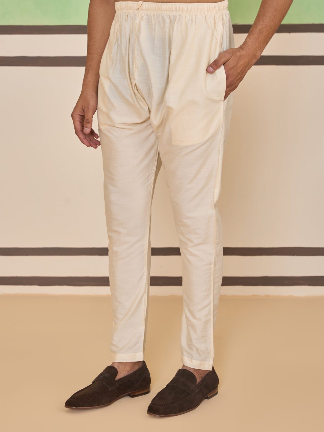 Peach Gold Ethnic Textured Kurta Set