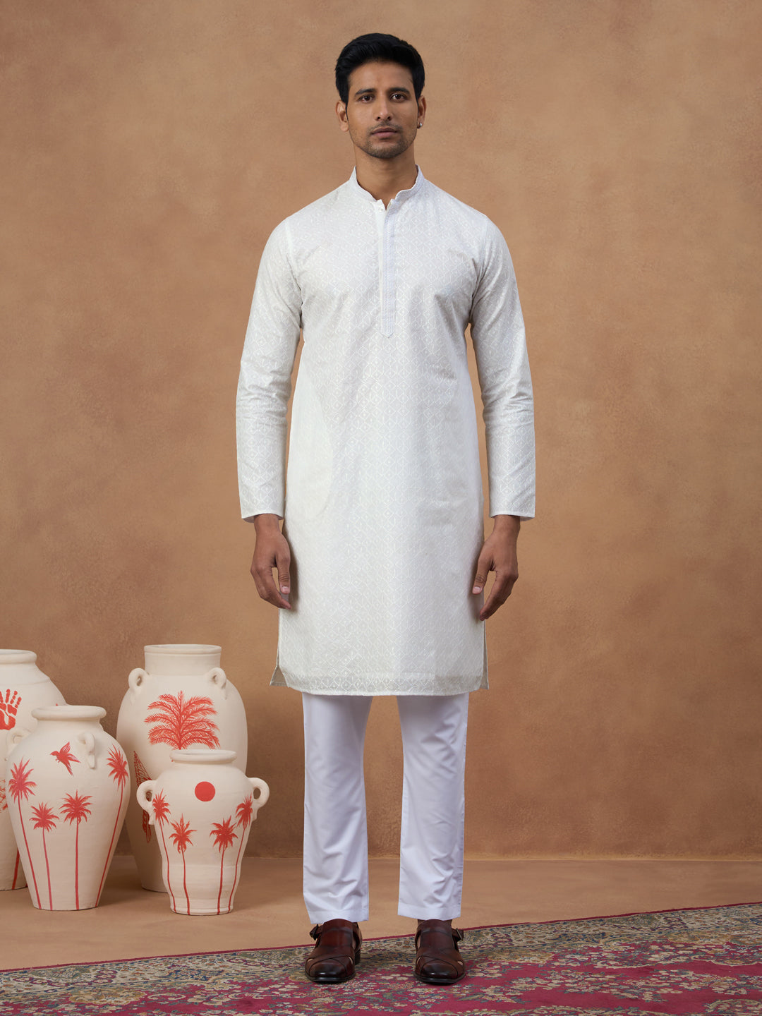 Off White Cotton Kurta Set