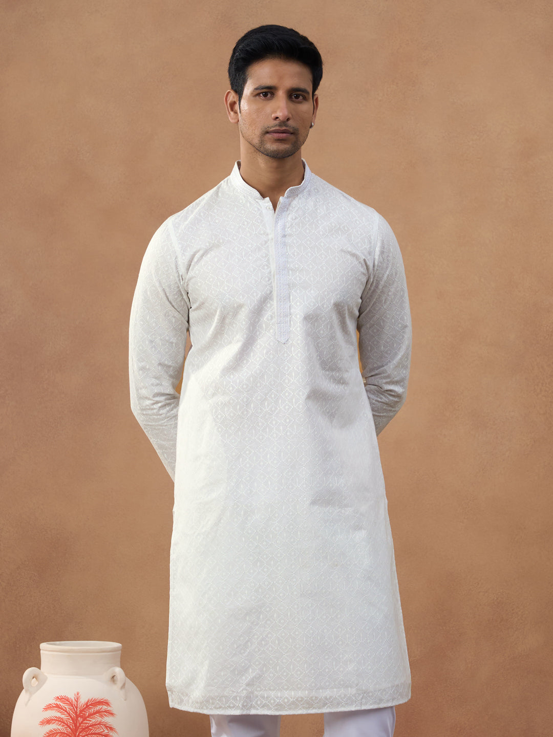Off White Cotton Kurta Set