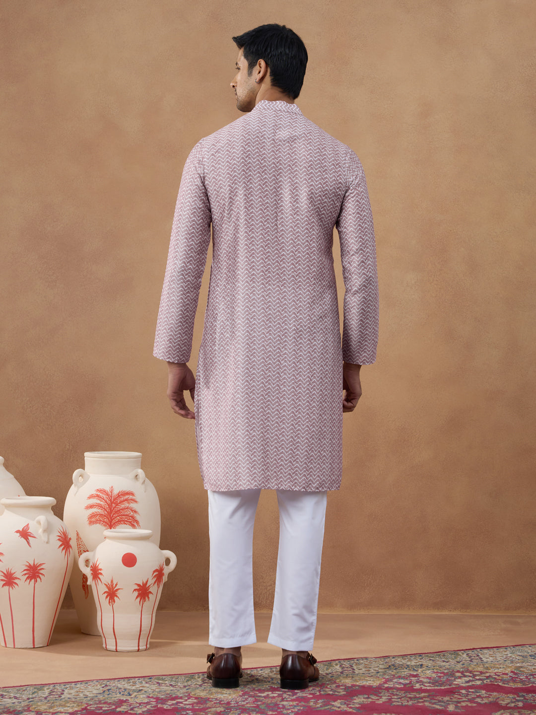 Pastel Pink Floral Jacket & Kurta Set