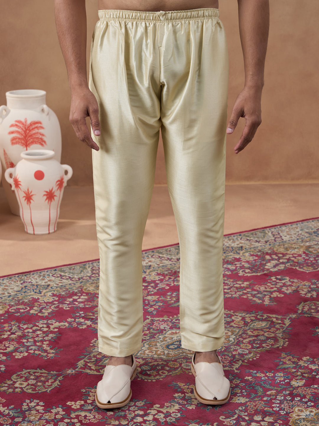 Beige Kantha Design Bundi With Kurta Set