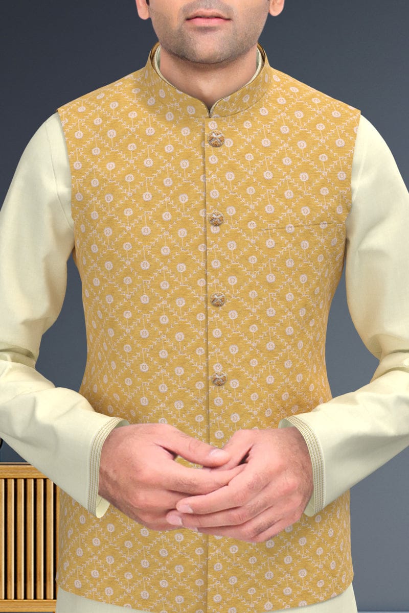 Yellow Silk Chikanakari Jacket