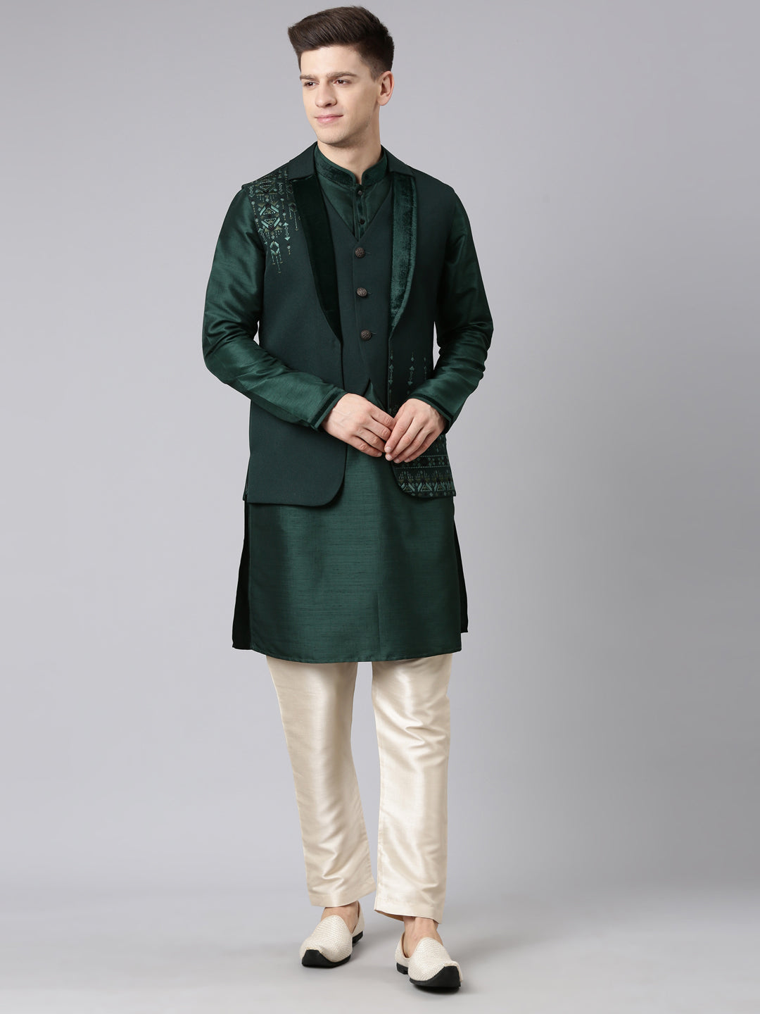 Green Layered lapel Style Jacket