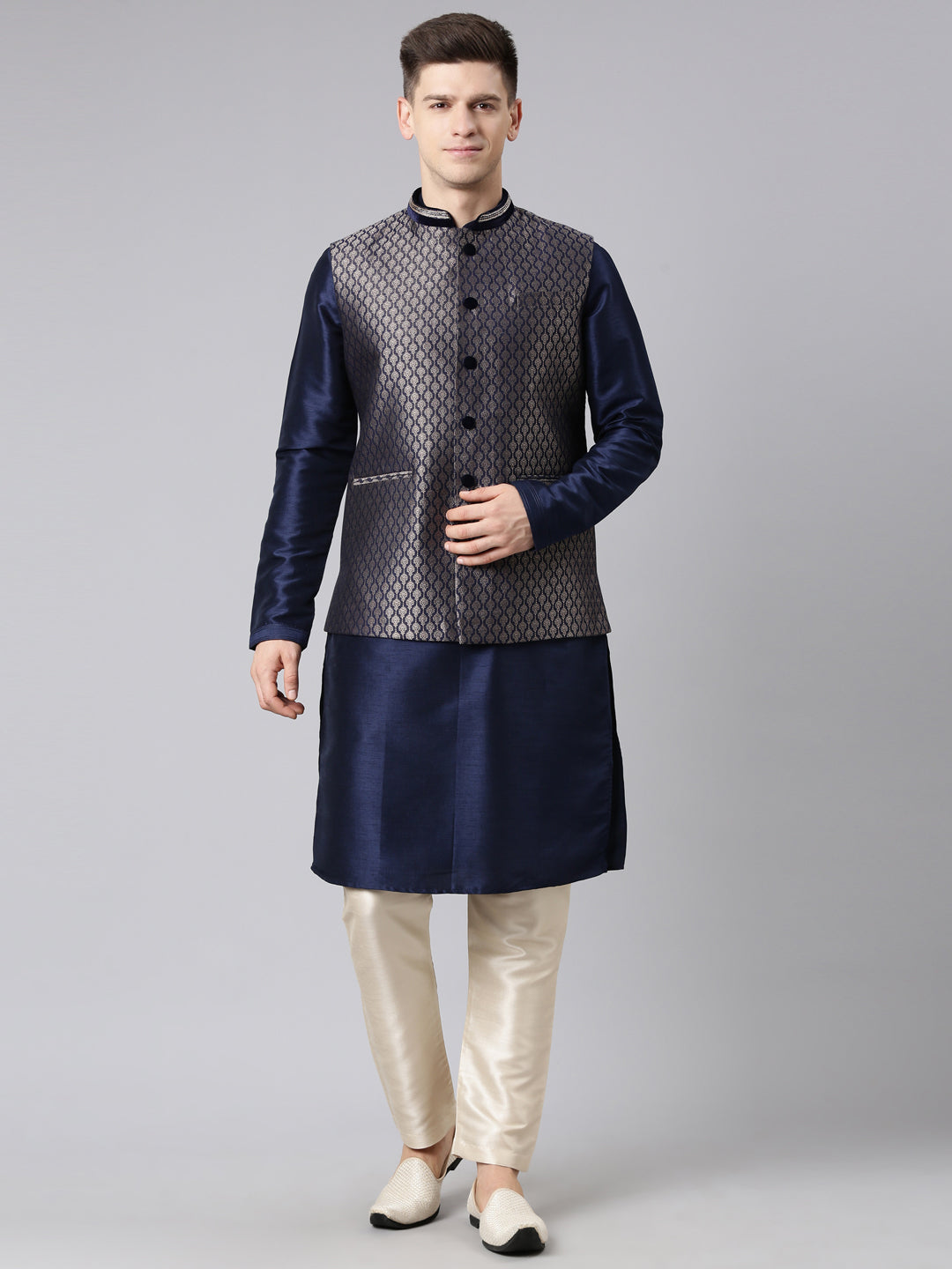 Midnight Blue Banarasi Brocade Jacket