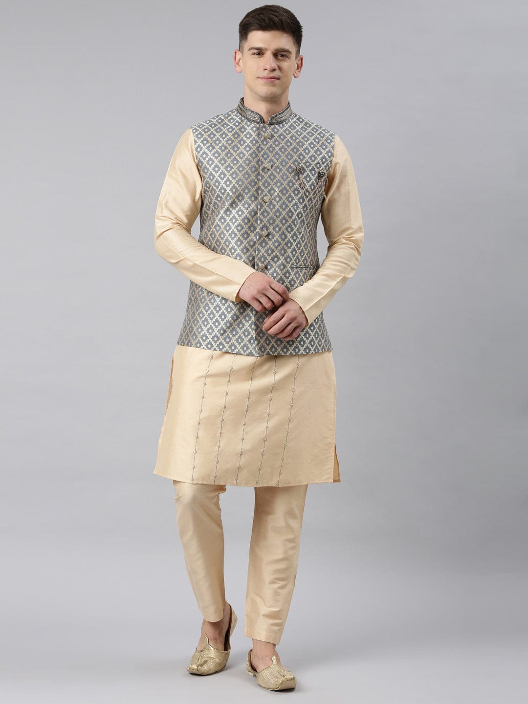 Grey Chanderi Silk Jacket