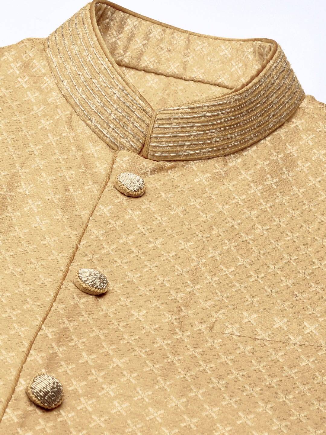 Beige Geometric Jacquard Jacket