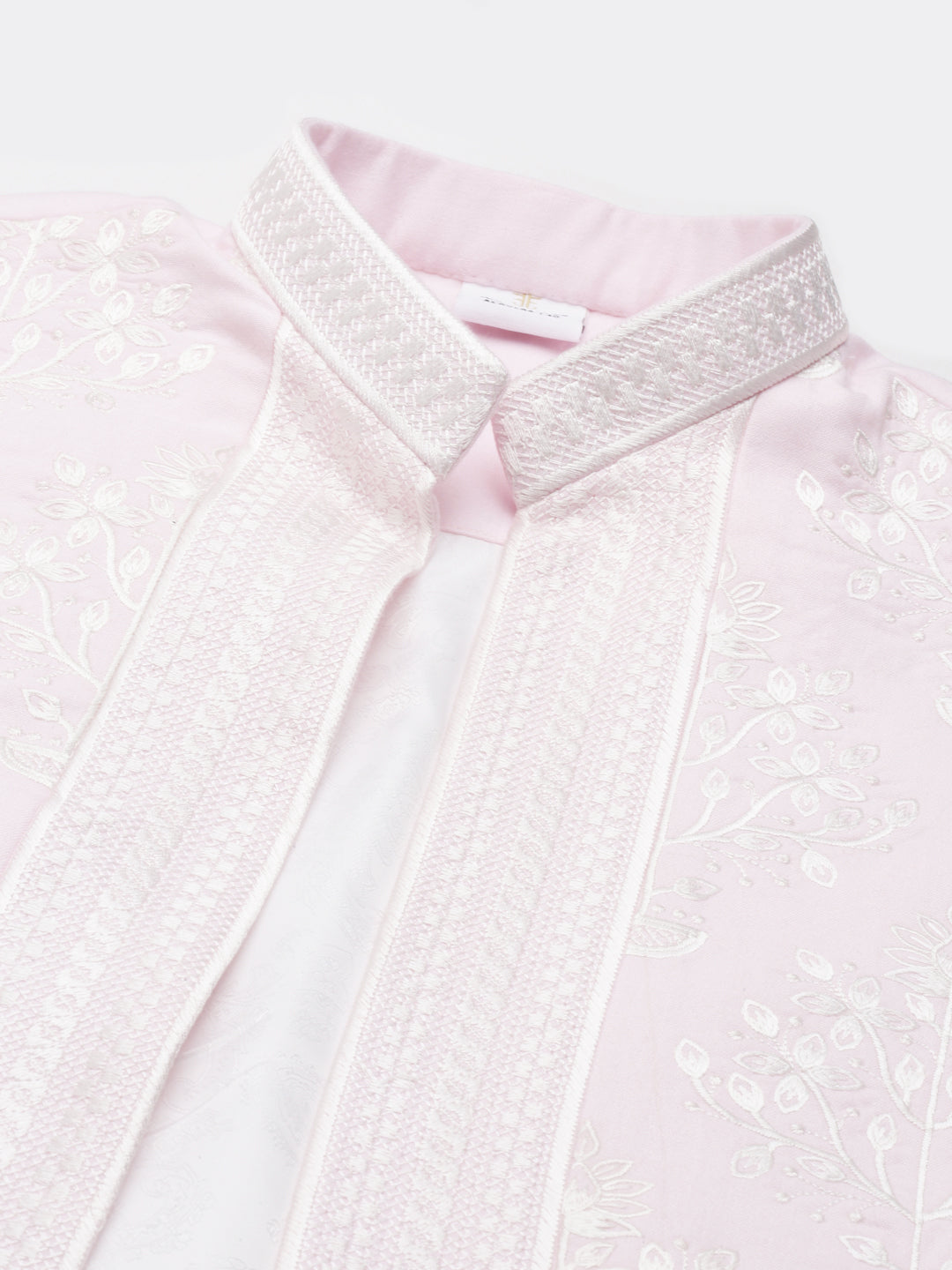 Pink linen Embroidery  Long Open Jacket