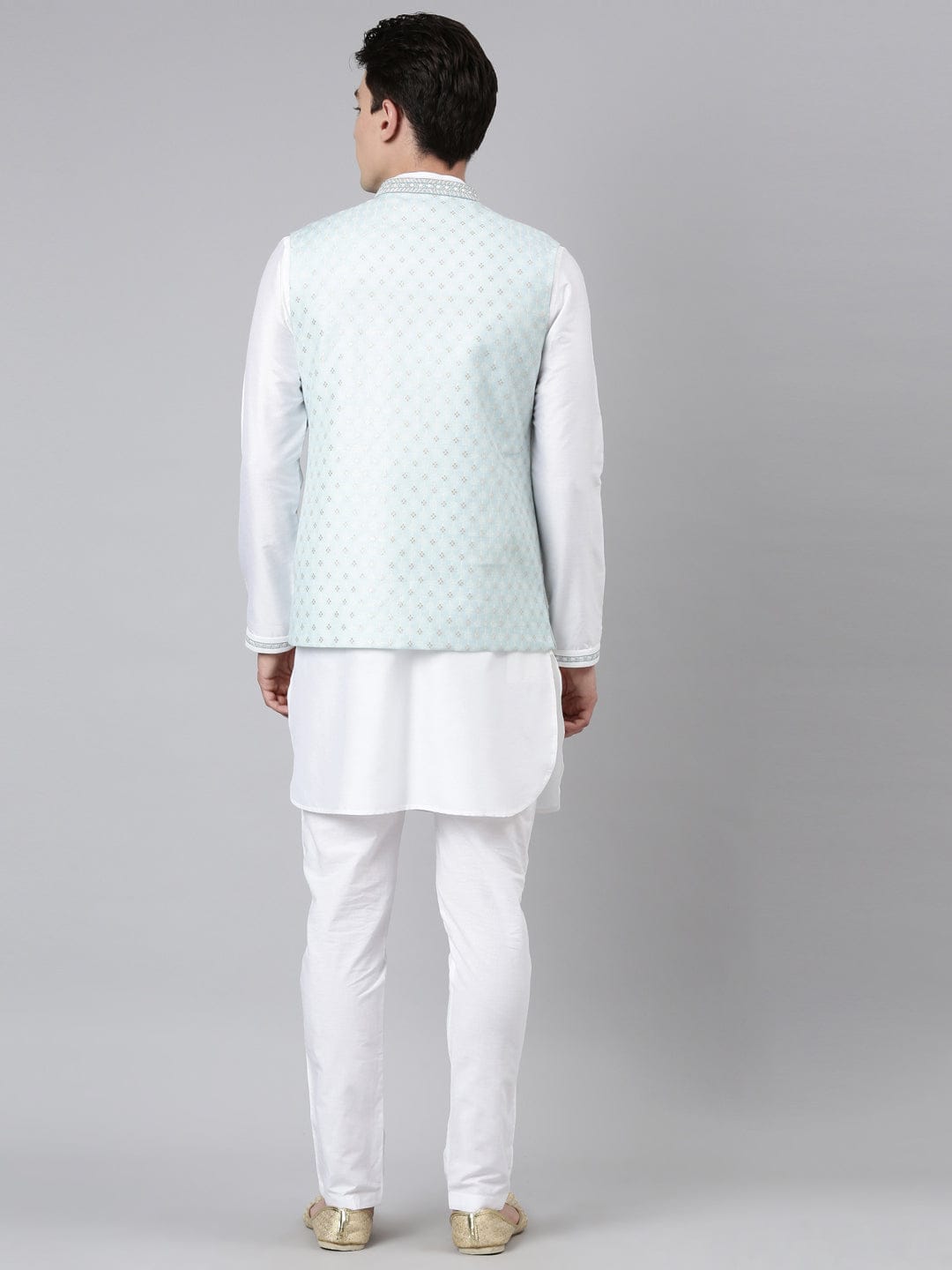 Aqua Blue Chanderi Jacket